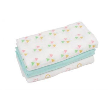 Set 3 museline bebe 100 bumbac - 80x80 cm