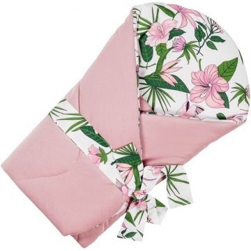 Paturica de infasat multifunctionala Velvet Infantilo IF19174 pink flowerroz