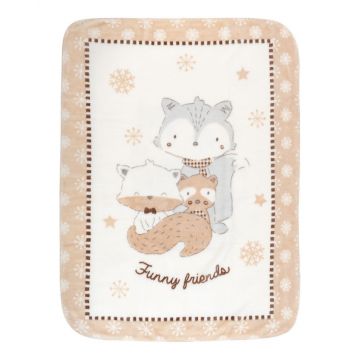 Paturica moale Super Soft 80 x 110 cm Funny Friends Beige