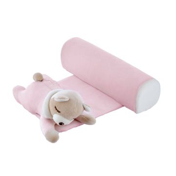 Pernuta pozitionator BabyJem anti-rasucire pentru bebelusi Teddy Pink 35x31 cm