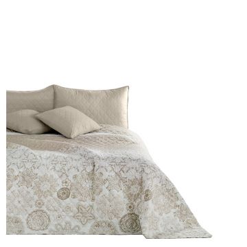 Cuvertură cu 2 fețe din microfibră DecoKing Malaga, 170 x 210 cm, bej