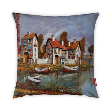 Față de pernă cu amestec din bumbac Vitaus Lamento, 43 x 43 cm