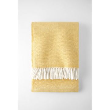 Pled din amestec de bumbac Euromant Skyline, 140 x 180 cm, galben