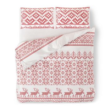 Lenjerie de pat dublă din flanelă AmeliaHome Snuggy Jolly, 200 x 200 cm