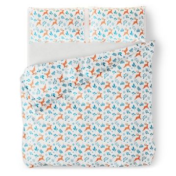 Lenjerie de pat dublă din flanelă AmeliaHome Snuggy Northpole, 200 x 220 cm