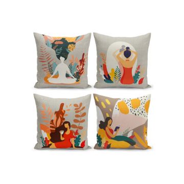 Set 4 fețe de pernă decorative Kate Louise Chill, 43 x 43 cm