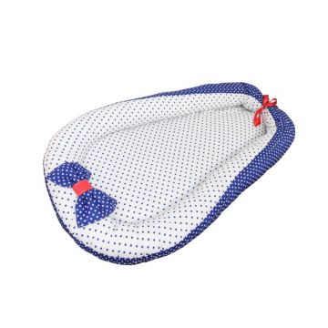 Baby nest din cocos Dots blue white