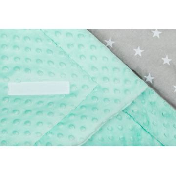 Paturica de infasat nou-nascut Minky Grey Stars 80x80 cm