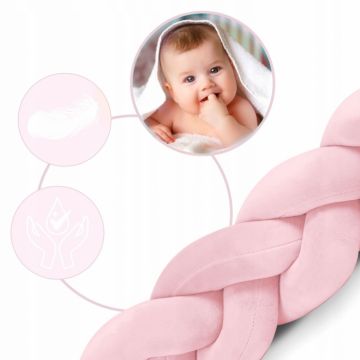 Protectie laterala pentru patut impletita 3 M Ricokids 722113 Roz deschis