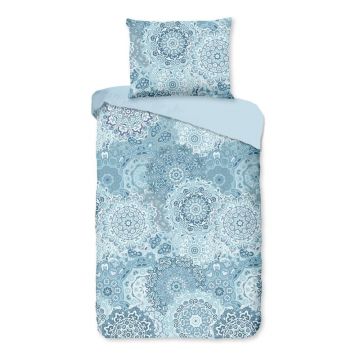 Lenjerie de pat din bumbac pentru pat single Bonami Selection Mandala, 140 x 200 cm, albastru
