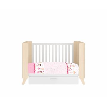 Lenjerie patut cu 4 piese 120x60 cm Balerina fond roz