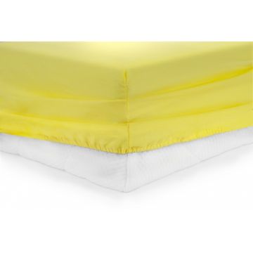 Cearceaf de pat cu elastic Yellow Heinner, 140x200 cm, 100% bumbac, galben