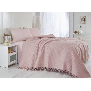 Cuvertura de pat dubla, Saheser, 122 - Dusty Rose, 220x240 cm, 100% bumbac, 340 gr/m², roz Cuvertura de pat dubla, Saheser, 122 - Dusty Rose, 220x240 cm, 100% bumbac, 340 gr/m², roz