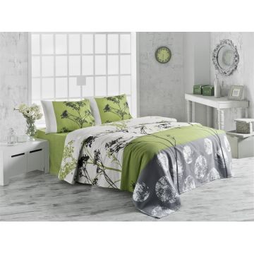 Cuvertura de pat dubla, Victoria, Belezza Green, 200x230 cm, 100% bumbac, 260 gr/m², multicolor