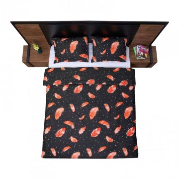 Lenjerie de pat dubla Feathers, Heinner Home, 4 piese, 220 x 220 cm, bumbac, multicolora