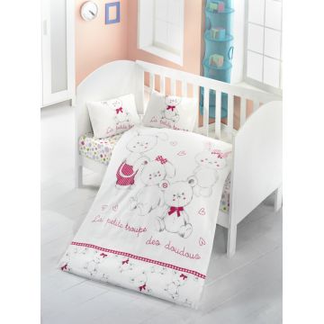 Lenjerie de pat pentru copii, Victoria, Family, 4 piese, 100% bumbac ranforce, multicolor