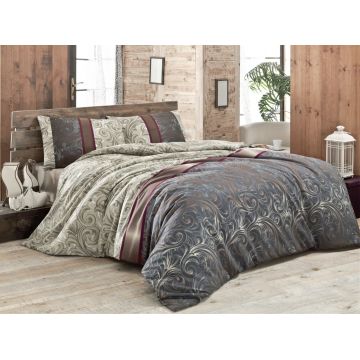 Lenjerie de pat pentru o persoana, Victoria, Hurrem v2 FR, 2 piese, amestec bumbac, multicolor Lenjerie de pat pentru o persoana, Victoria, Hurrem v2 FR, 2 piese, amestec bumbac, multicolor