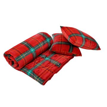 Set Alcam cocolino, 2 perne 50x70 cm si pilota matlasata 200x220 cm, Xmas Fleece