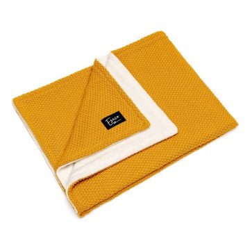 Pătură tricotată pentru copii ESECO Winter, 80 x 100 cm, galben muștar