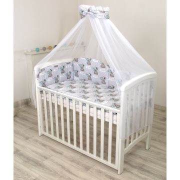 Set lenjerie din bumbac cu protectie laterala pentru pat bebe 120 x 60 cm It s a boy Amy