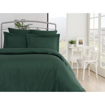 Lenjerie de pat din bumbac Satinat Exclusive Line Verde Inchis, 200 x 220 cm