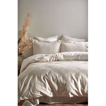 Lenjerie de pat din bumbac Satinat Hoten Crem, 200 x 220 cm