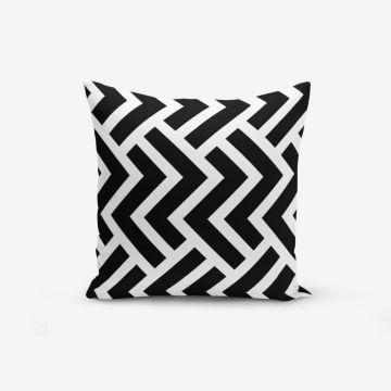 Față de pernă cu amestec din bumbac Minimalist Cushion Covers Black White Geometric Duro, 45 x 45 cm, negru - alb