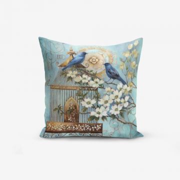 Față de pernă din amestec de bumbac Minimalist Cushion Covers Blue Bird, 45 x 45 cm