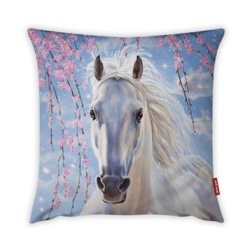 Față de pernă cu amestec din bumbac Vitaus Horse, 43 x 43 cm