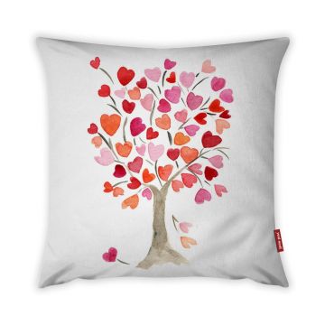 Față de pernă cu amestec din bumbac Vitaus Love Tree Rose, 43 x 43 cm