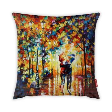 Față de pernă cu amestec din bumbac Vitaus Palireto Autumn Uno, 43 x 43 cm
