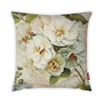 Față de pernă cu amestec din bumbac Vitaus Pure Flower, 43 x 43 cm