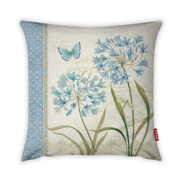 Față de pernă cu amestec din bumbac Vitaus Russado Azul Uno, 43 x 43 cm