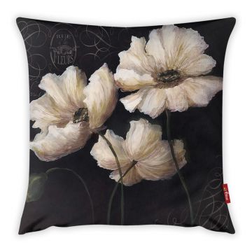 Față de pernă cu amestec din bumbac Vitaus Flowers, 42 x 42 cm