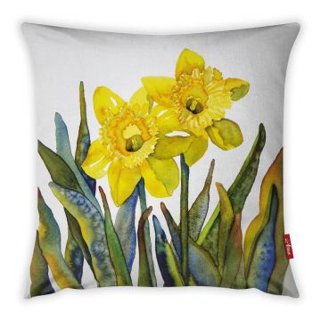 Față de pernă cu amestec din bumbac Vitaus Flowers, 42 x 42 cm