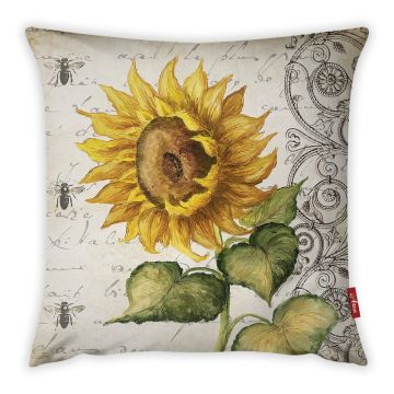 Față de pernă cu amestec din bumbac Vitaus Flowers, 42 x 42 cm