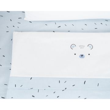 Set lenjerie patut 5piese KikkaBoo cu broderie Mini Cot Bear with me Blue 80x50 cm