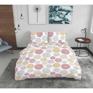 Lenjerie de pat dubla, Pois, Bedora, 200x220, 100% bumbac, multicolor