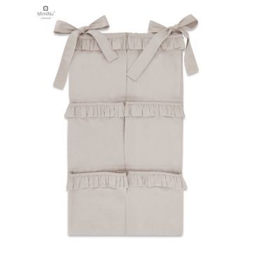 Organizator pentru patut MimiNu din bumbac cu 6 compartimente Royal beige