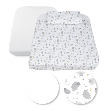 Set lenjerie patut Chicco Next2Me 3 piese GreySheep (Gri) 0luni+