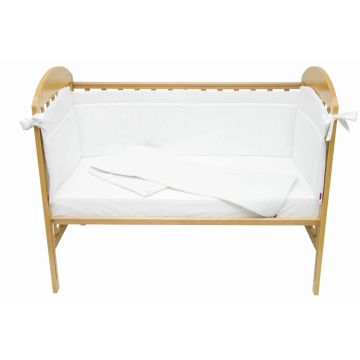 Set protectii patut alb cu dantela din bumbac 50 x 100 cm KidsDecor