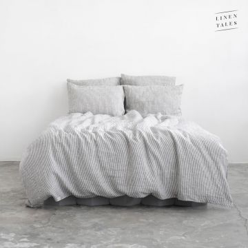 Husă pentru pilotă alb-negru din in 220x200 cm - Linen Tales