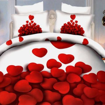 Lenjerie de pat digital print 3D (RED HEART 2)
