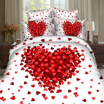 Lenjerie de pat digital print 3D (RED HEART)