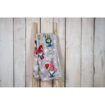 Pătură de Crăciun gri micromicropluș 200x150 cm Gnome - My House