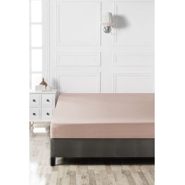 Cearceaf de pat cu elastic, 140x190 cm, 100% bumbac ranforce, Patik, Beige, bej Cearceaf de pat cu elastic, 140x190 cm, 100% bumbac ranforce, Patik, Beige, bej