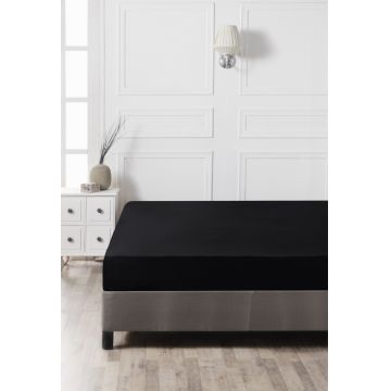 Cearceaf de pat cu elastic, 140x190 cm, 100% bumbac ranforce, Patik, Black, negru Cearceaf de pat cu elastic, 140x190 cm, 100% bumbac ranforce, Patik, Black, negru