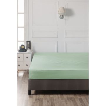 Cearceaf de pat cu elastic, 140x190 cm, 100% bumbac ranforce, Patik, Green, verde