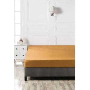 Cearceaf de pat cu elastic, 140x190 cm, 100% bumbac ranforce, Patik, Mustard, galben mustar Cearceaf de pat cu elastic, 140x190 cm, 100% bumbac ranforce, Patik, Mustard, galben mustar