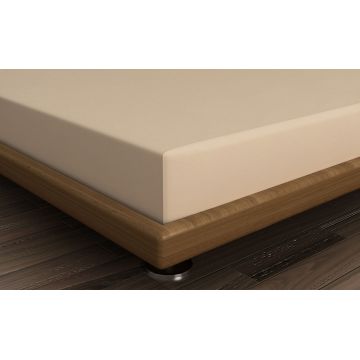 Cearceaf de pat cu elastic, 160x200 cm, 100% bumbac ranforce, Patik, Beige, bej